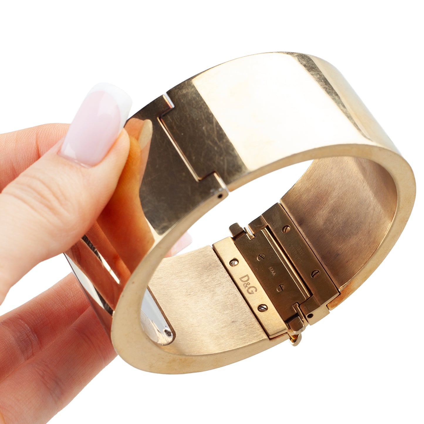 Dolce & Gabbana Vintage Snakeskin Print Gold Cuff Watch