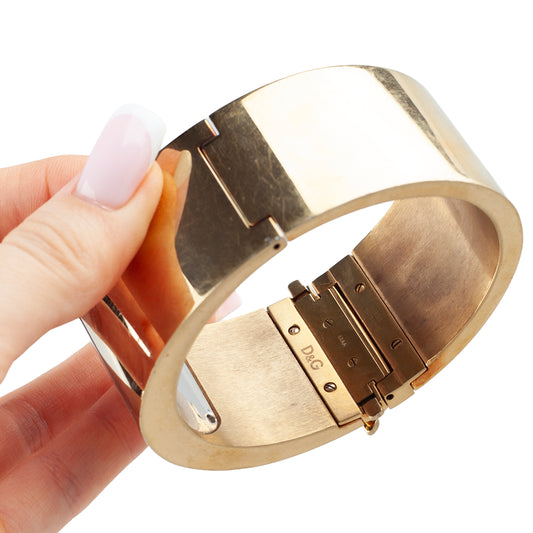 Dolce & Gabbana Vintage Snakeskin Print Gold Cuff Watch