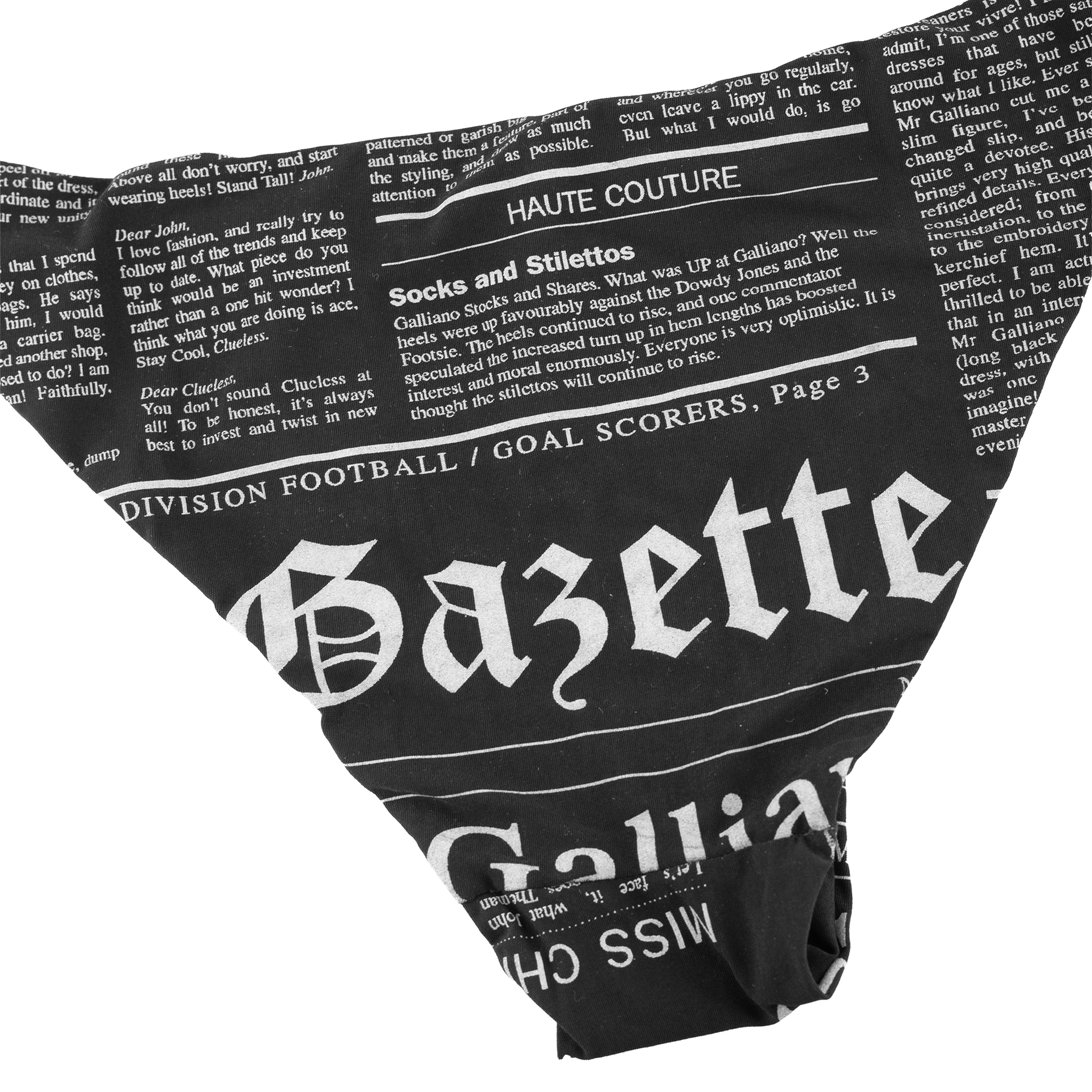John Galliano Gazette Newspaper Print Black Bikini Bottom