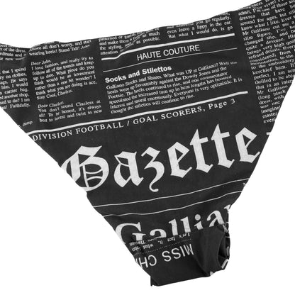 John Galliano Gazette Newspaper Print Black Bikini Bottom
