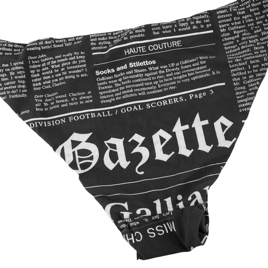 John Galliano Gazette Newspaper Print Black Bikini Bottom