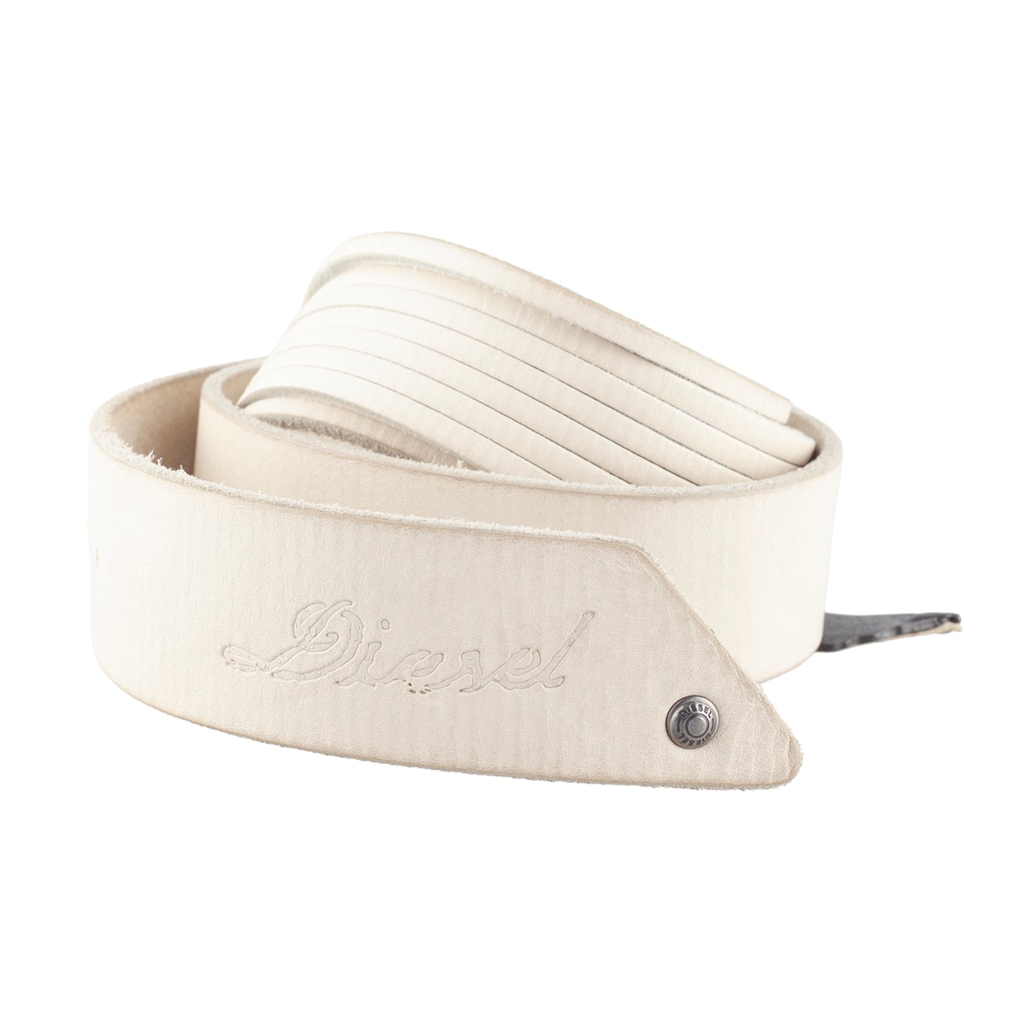 Diesel Angel White Leather Skull Butterfly Buckle Belt
