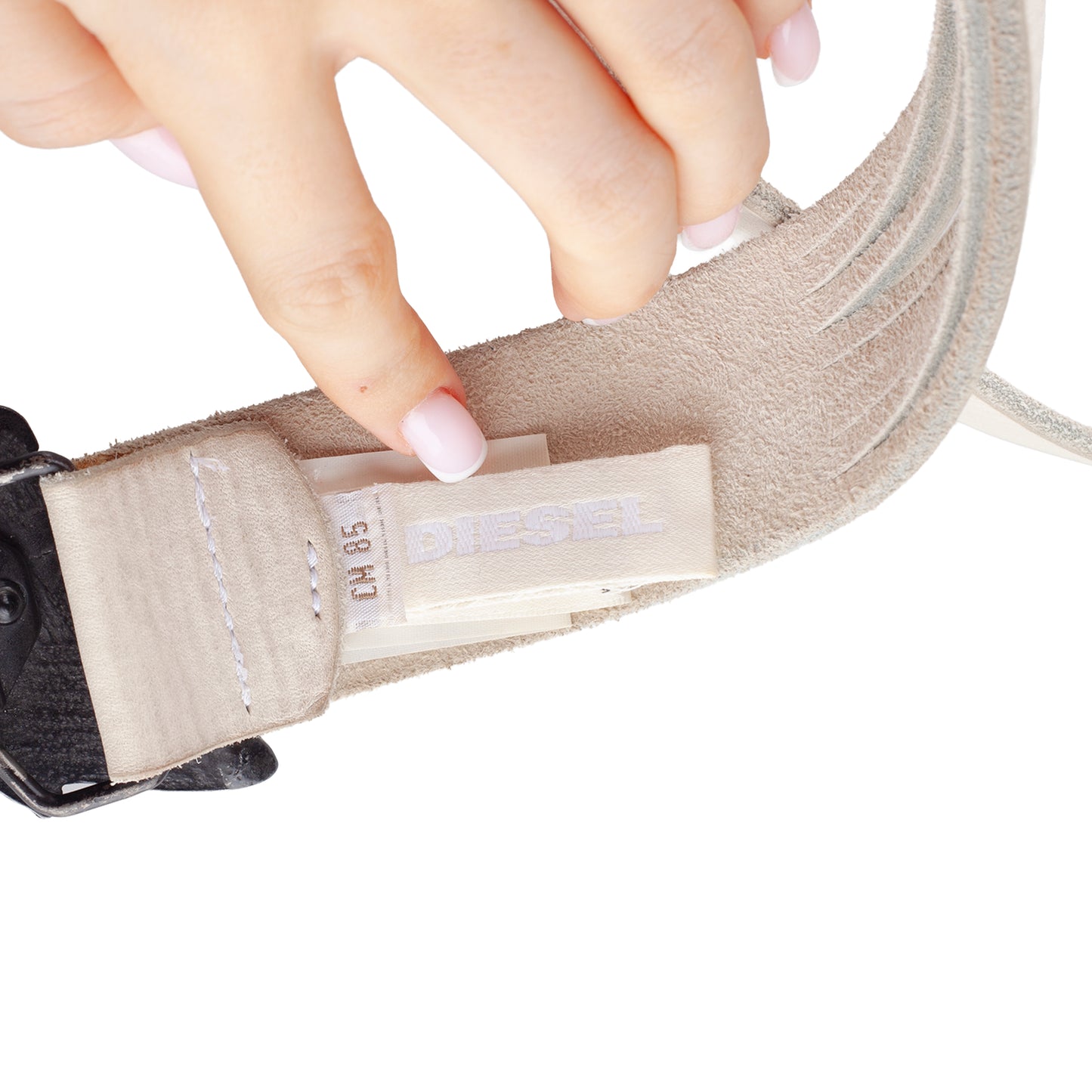 Diesel Angel White Leather Skull Butterfly Buckle Belt
