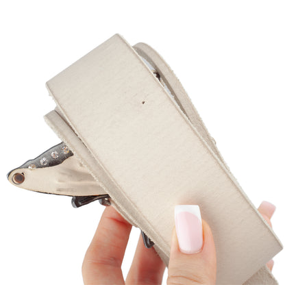 Diesel Angel White Leather Skull Butterfly Buckle Belt