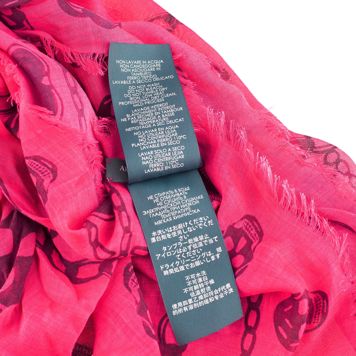 Alexander McQueen Fuchsia Skull & Chain Print Modal-Silk Scarf