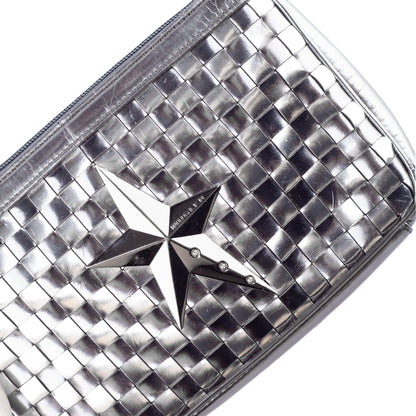 Mugler Metallic Silver Woven Star Shoulder Bag