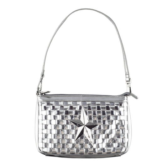 Mugler Metallic Silver Woven Star Shoulder Bag