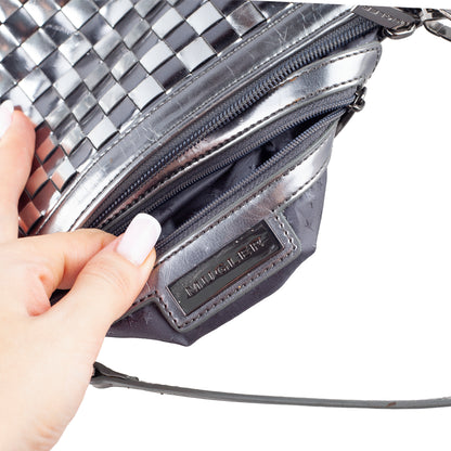 Mugler Metallic Silver Woven Star Shoulder Bag