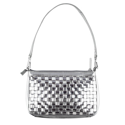 Mugler Metallic Silver Woven Star Shoulder Bag