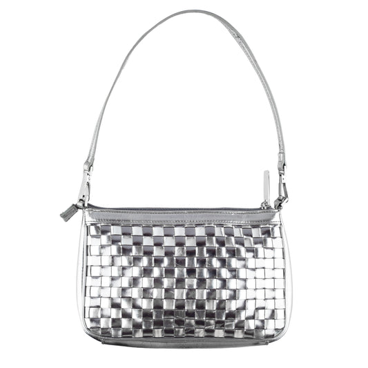 Mugler Metallic Silver Woven Star Shoulder Bag