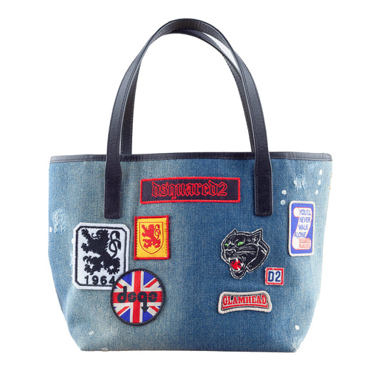 DSQUARED2 Denim Patchwork Shoulder Bag