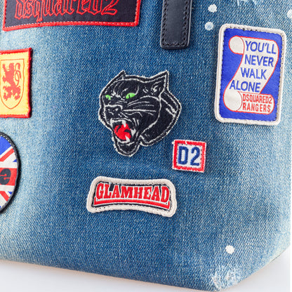DSQUARED2 Denim Patchwork Shoulder Bag