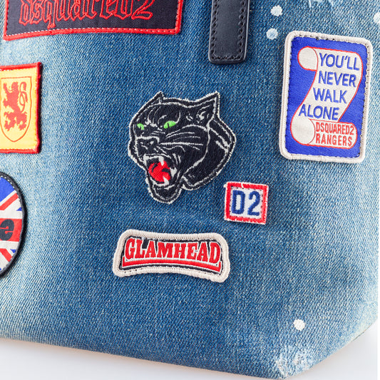 DSQUARED2 Denim Patchwork Shoulder Bag