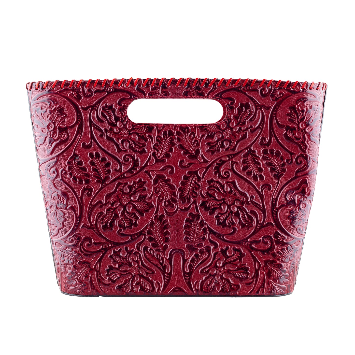 Kenzo Burgundy Rigid Embossed Vintage Hand Bag