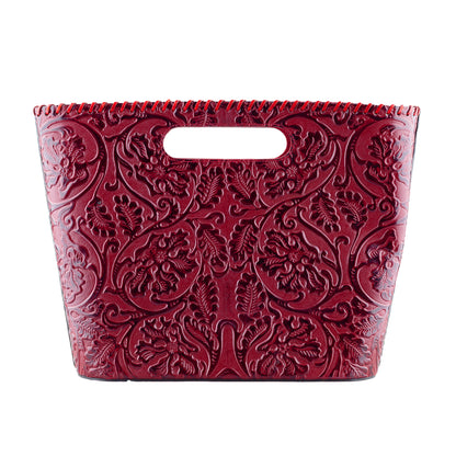 Kenzo Burgundy Rigid Embossed Vintage Hand Bag
