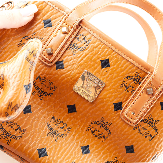 MCM Mini Anya Crossbody Brown Monogram Charm Vintage Bag