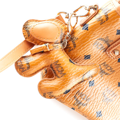 MCM Mini Anya Crossbody Brown Monogram Charm Vintage Bag