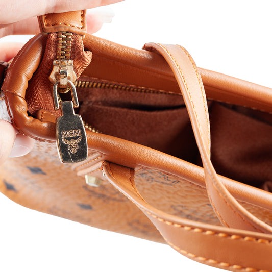 MCM Mini Anya Crossbody Brown Monogram Charm Vintage Bag