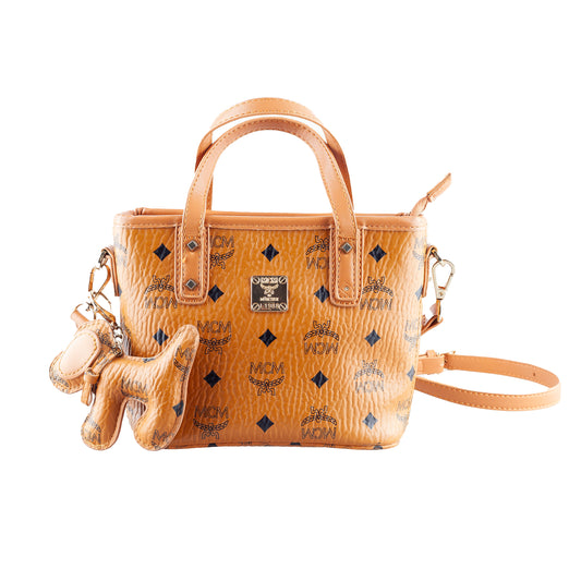 MCM Mini Anya Crossbody Brown Monogram Charm Vintage Bag