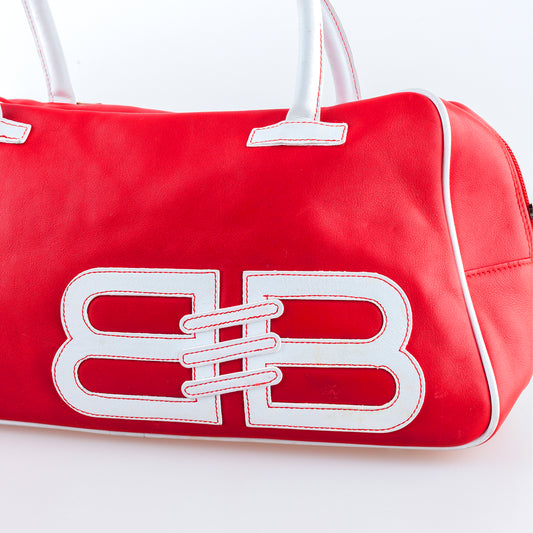 Balenciaga Vintage Red Bowling Shoulder Bag