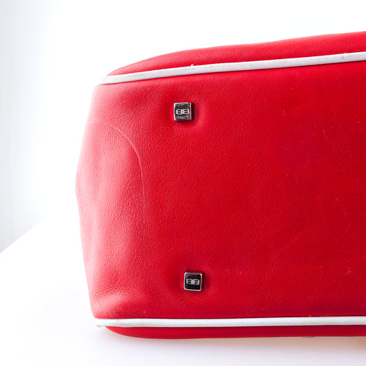 Balenciaga Vintage Red Bowling Shoulder Bag