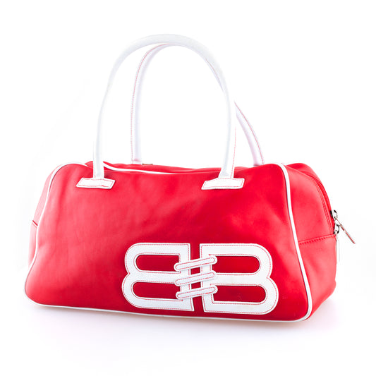 Balenciaga Vintage Red Bowling Shoulder Bag