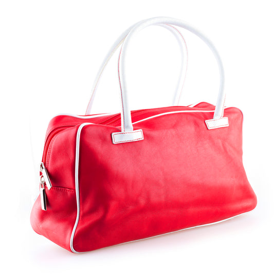 Balenciaga Vintage Red Bowling Shoulder Bag
