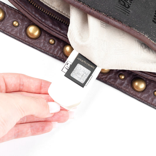 Just Cavalli Vintage Studded Monogram Black/Gold Shoulder Bag