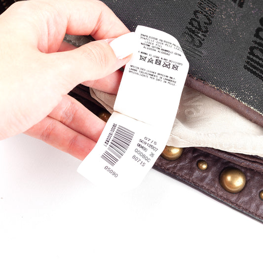 Just Cavalli Vintage Studded Monogram Black/Gold Shoulder Bag