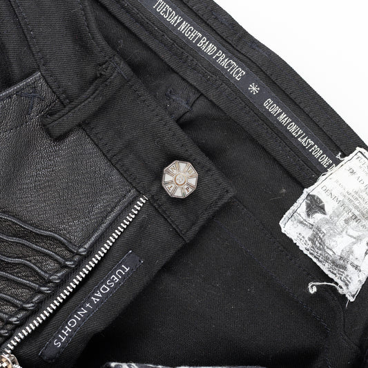 Tuesday Night Band Practice (TNBP) Leather Biker Moto Black Jeans (L)