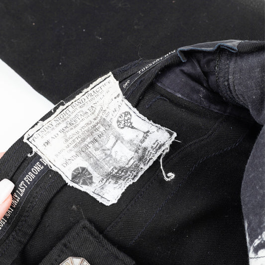 Tuesday Night Band Practice (TNBP) Leather Biker Moto Black Jeans (L)