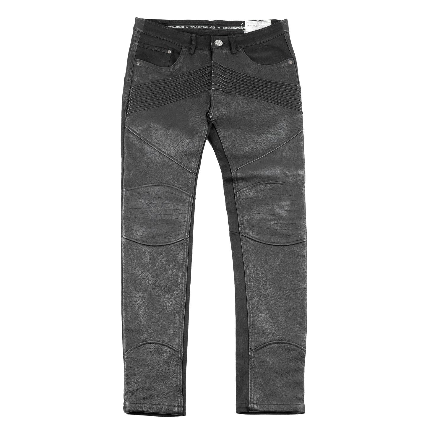 Tuesday Night Band Practice (TNBP) Leather Biker Moto Black Jeans (L)