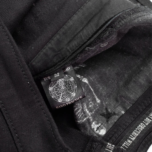 Tuesday Night Band Practice (TNBP) Leather Biker Moto Black Jeans (L)