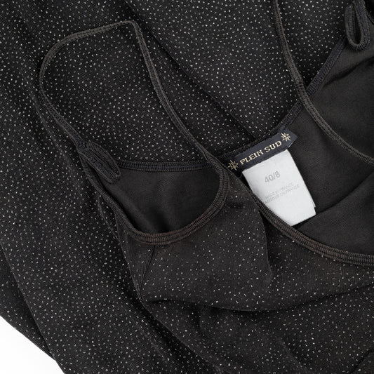 Plein Sud Vintage Black Shimmery Maxi Flowy Dress (S-M)