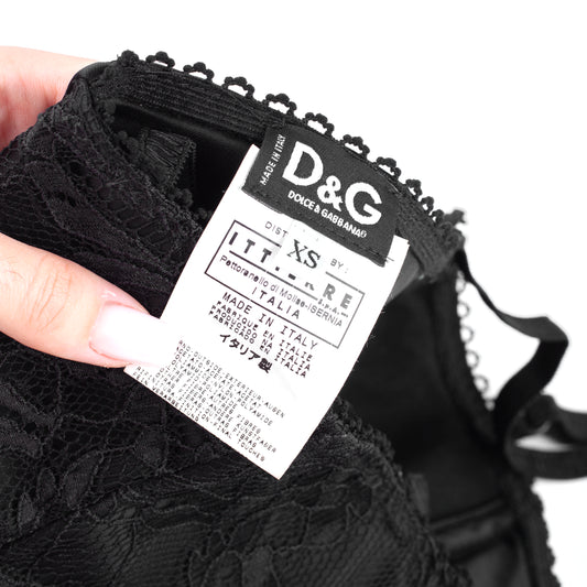 Dolce & Gabbana Vintage Black Bustier Corset Lace Top (XS/S)