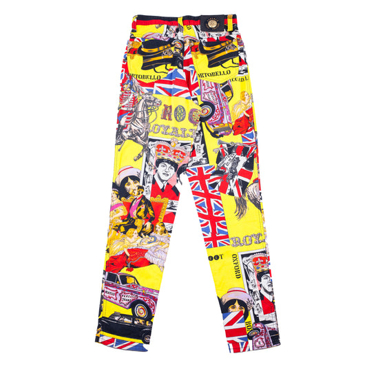 Gianni Versace Jeans Couture Vintage Rock n Roll Royalty Beatles Sex Pistols Pants (M)