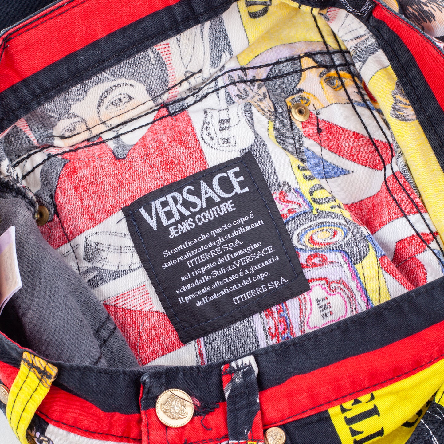 Gianni Versace Jeans Couture Vintage Rock n Roll Royalty Beatles Sex Pistols Pants (M)