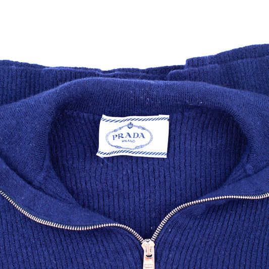 Prada Milano Navy Turtle Neck Canale Long Sleeve Top (XS-S)