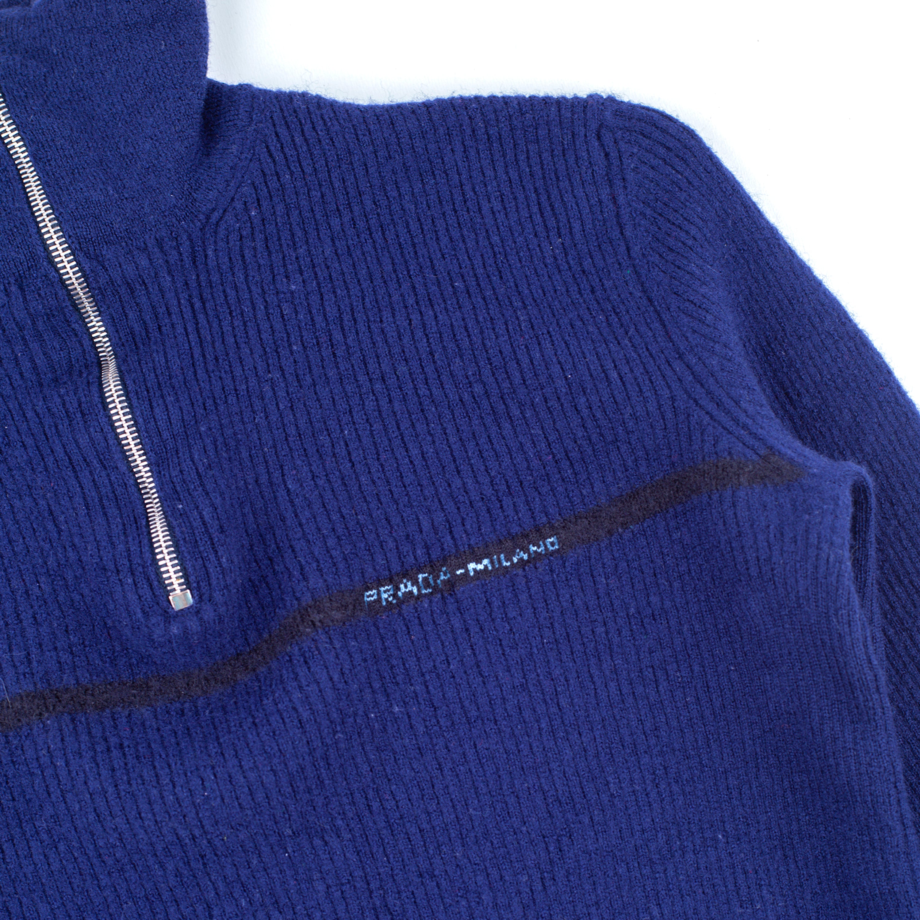 Prada Milano Navy Turtle Neck Canale Long Sleeve Top (XS-S)