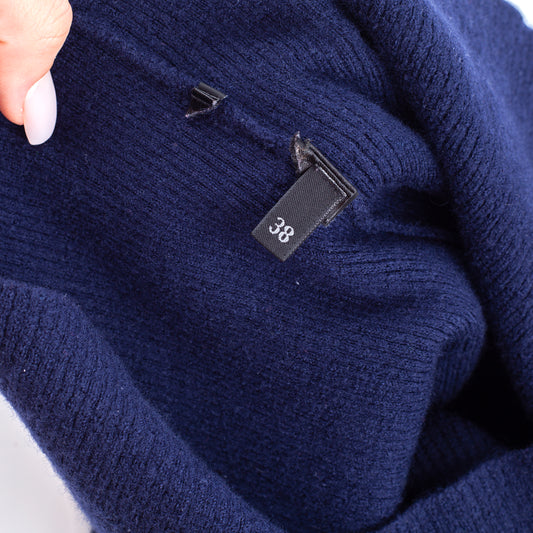 Prada Milano Navy Turtle Neck Canale Long Sleeve Top (XS-S)