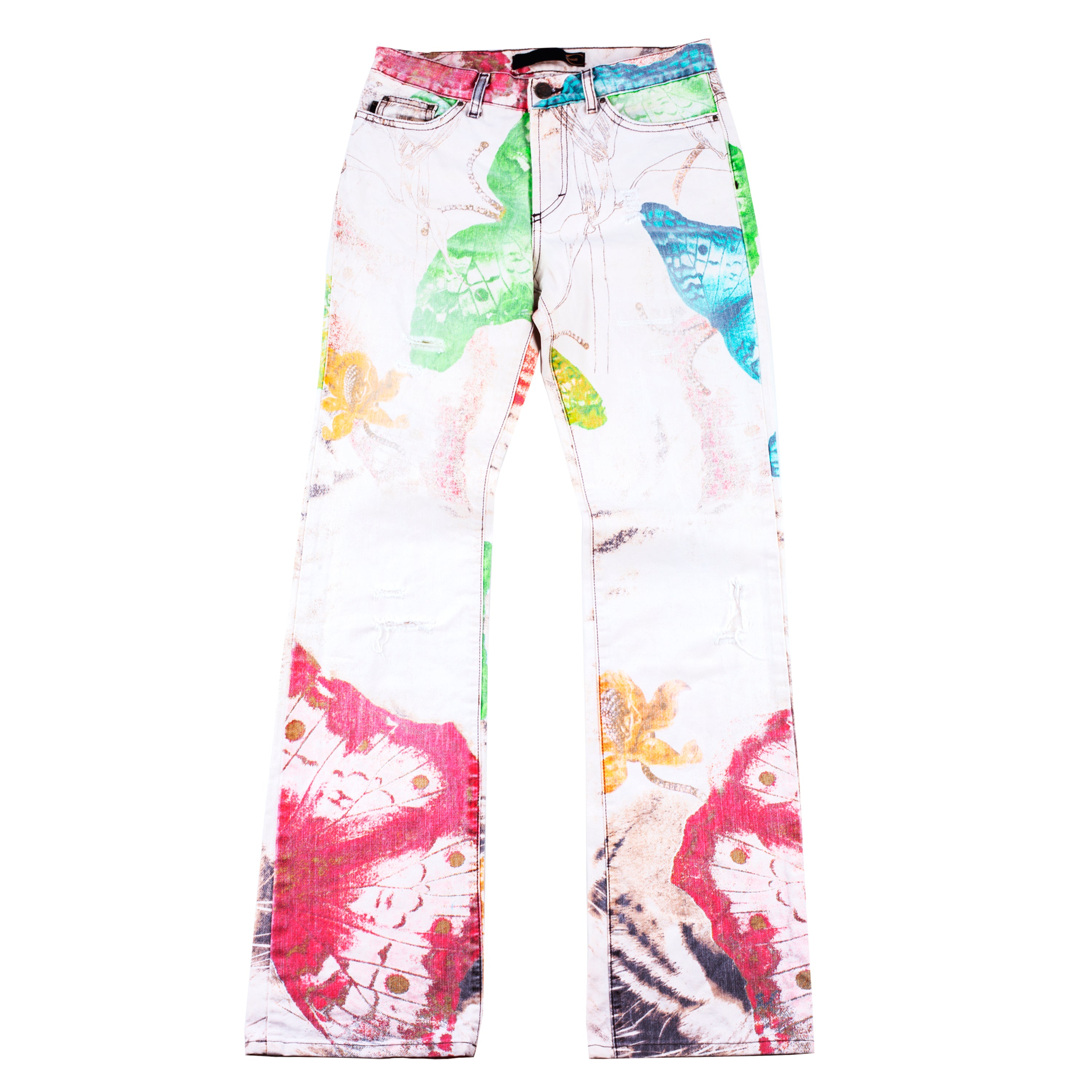 Just Cavalli Vintage Distressed Butterfly Pants (S)