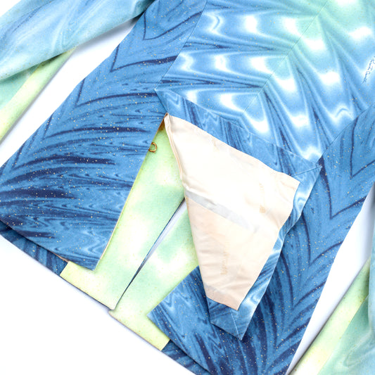 Roberto Cavalli SS 2001 Psychedelic Blue/Green Jacket & Pants Full Set (S)