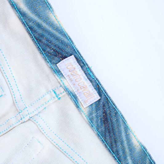 Roberto Cavalli SS 2001 Psychedelic Blue/Green Jacket & Pants Full Set (S)