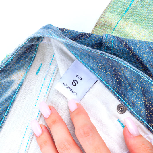 Roberto Cavalli SS 2001 Psychedelic Blue/Green Jacket & Pants Full Set (S)