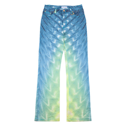 Roberto Cavalli SS 2001 Psychedelic Blue/Green Jacket & Pants Full Set (S)