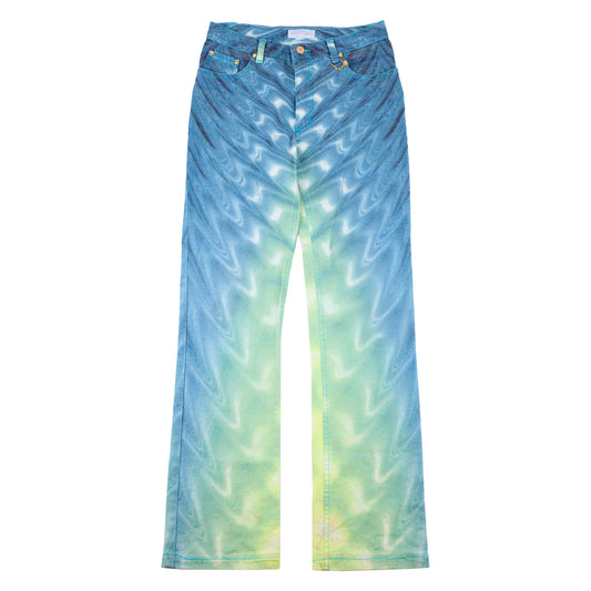 Roberto Cavalli SS 2001 Psychedelic Blue/Green Jacket & Pants Full Set (S)