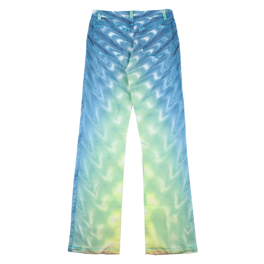 Roberto Cavalli SS 2001 Psychedelic Blue/Green Jacket & Pants Full Set (S)