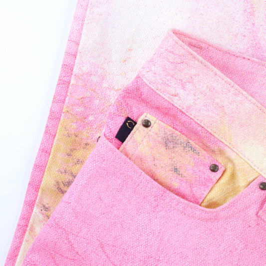 Roberto Cavalli Vintage Pink Mermaid Scales Print Pants (XL)