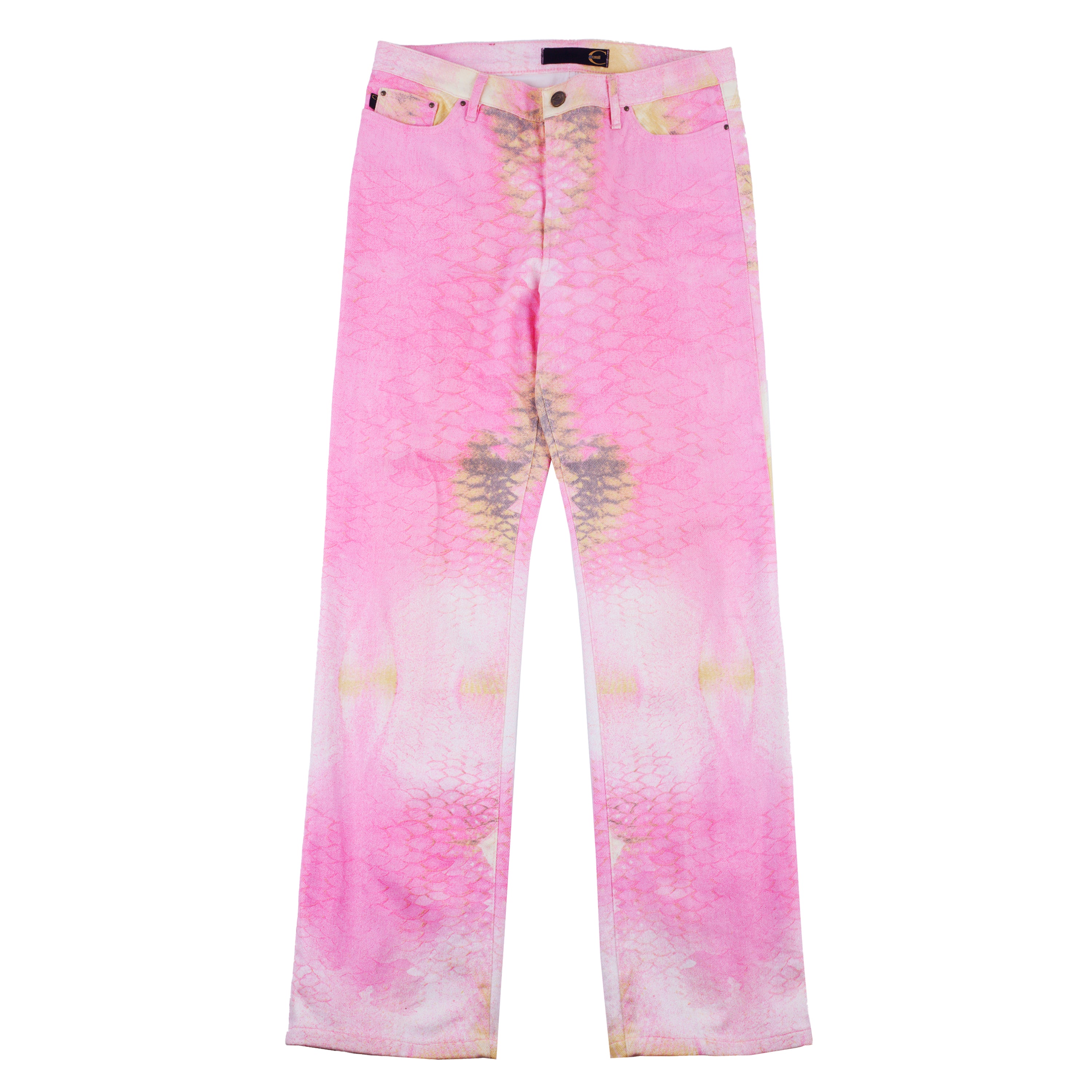 Roberto Cavalli Vintage Pink Mermaid Sacales Print Pants (XL)