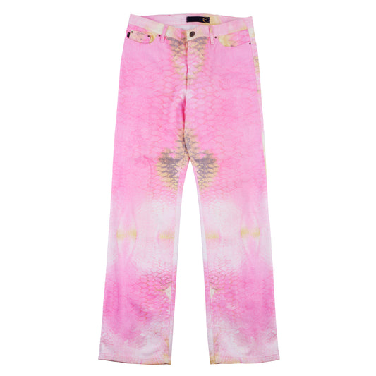 Roberto Cavalli Vintage Pink Mermaid Sacales Print Pants (XL)